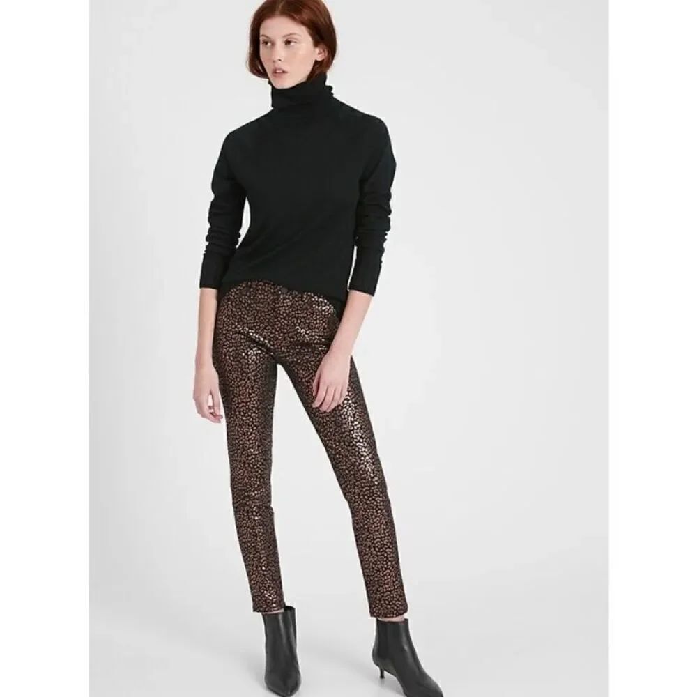 Banana Republic Rose Gold Leopard Skinny Jeans Mid Rise Sizes 30 & 32, NWT